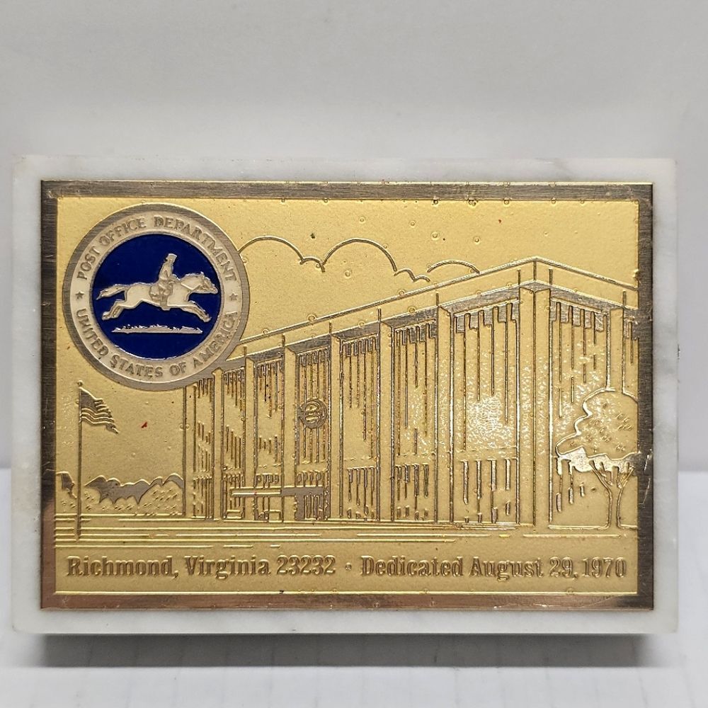 USPS Post Office Department Paperweight Richmond Virginia Vintage 1970